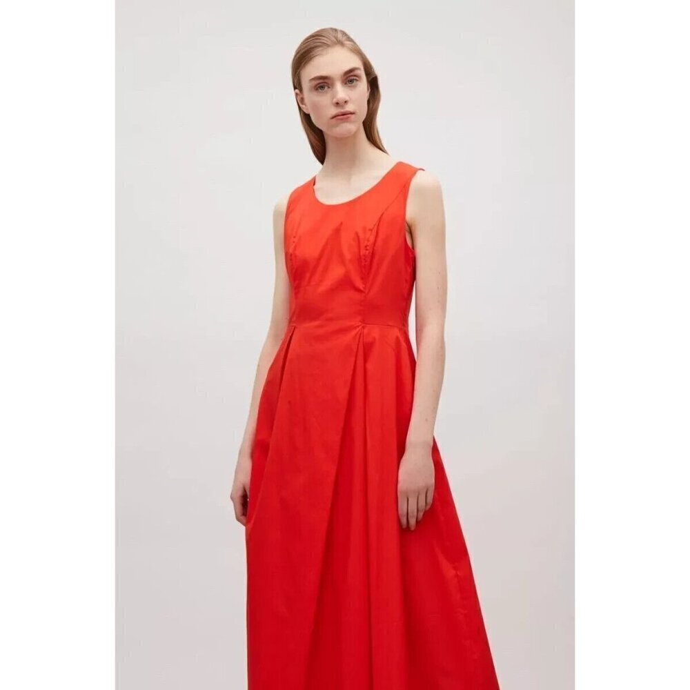 COS Orange Sleeveless Midi Dress 6 - Picture 2 of 8